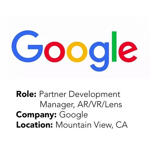 Partner Development Manager, AR/VR/Lens at @google ⠀⠀⠀⠀ ⠀⠀⠀⠀ ⠀
#vr #virtualreality #ar #augmentedreality #immerisve #jobs #careers #xrcareers #xr #extendedreality