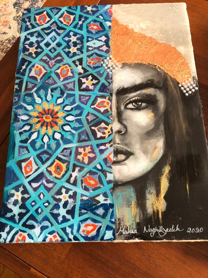 The Persian Lady, Mixed Media Painting