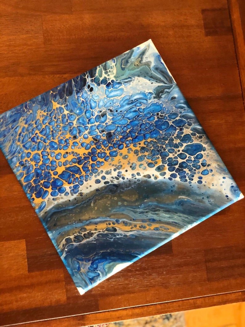 Seashore, Original Pour Painting