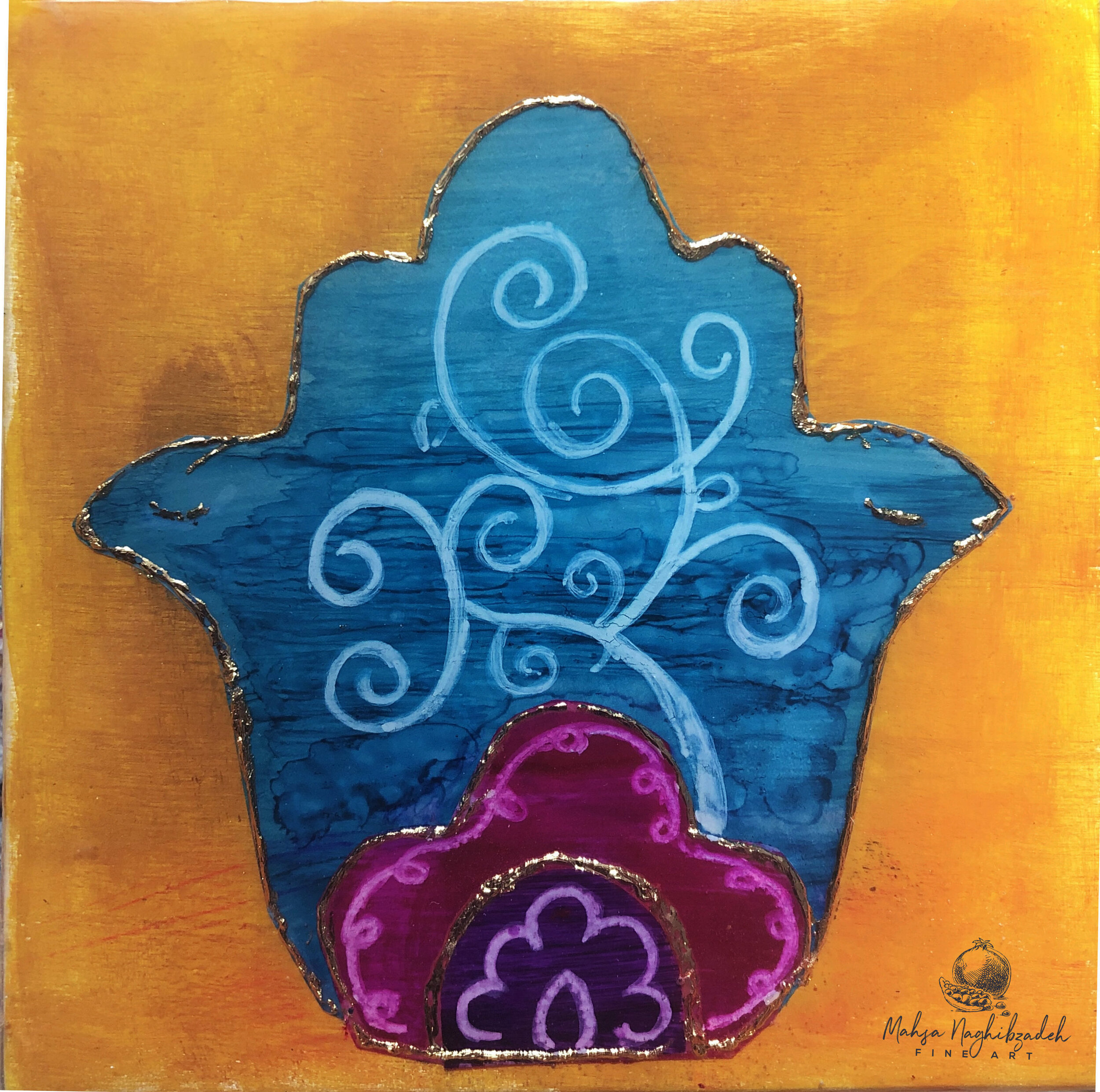 Songbird, Original Alcohol Ink Collage