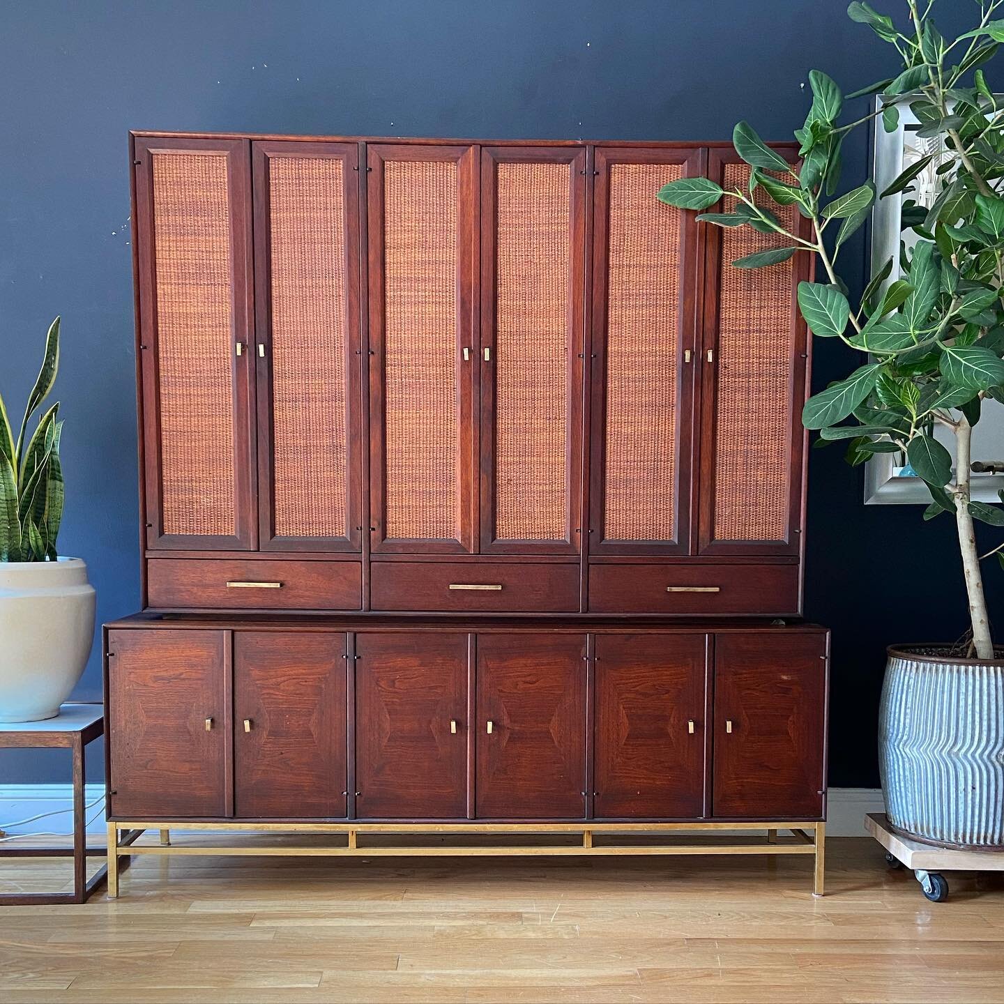 Holy kitchen storage. The dream piece for those entertaining professionals or any new homeowner

Cane &amp; Walnut 2-pc Cabinet SOLD 66&rdquo; wide x 19&rdquo; deep x 69.25&rdquo; tall