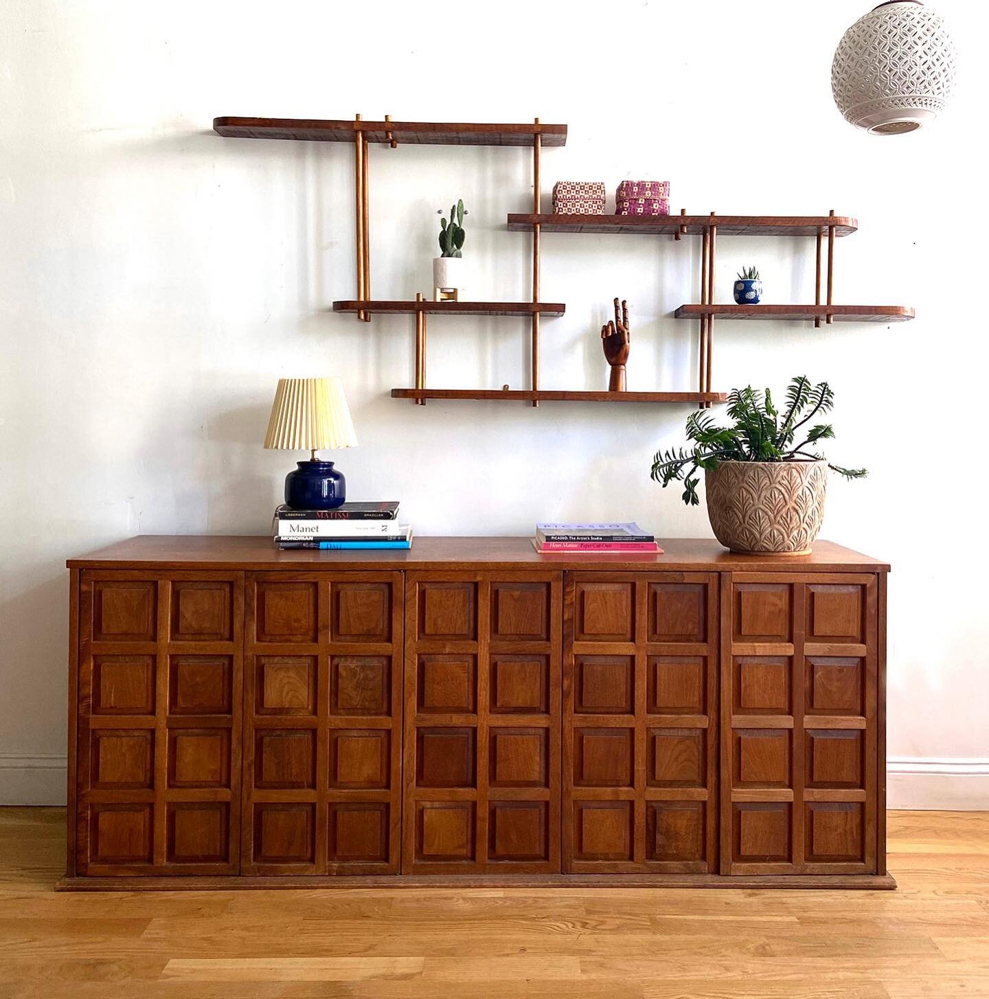 A really unique paneled midcentury credenza. Tons of storage in this guy. 

Credenza SOLD
Handmade Wall Shelf SOLD