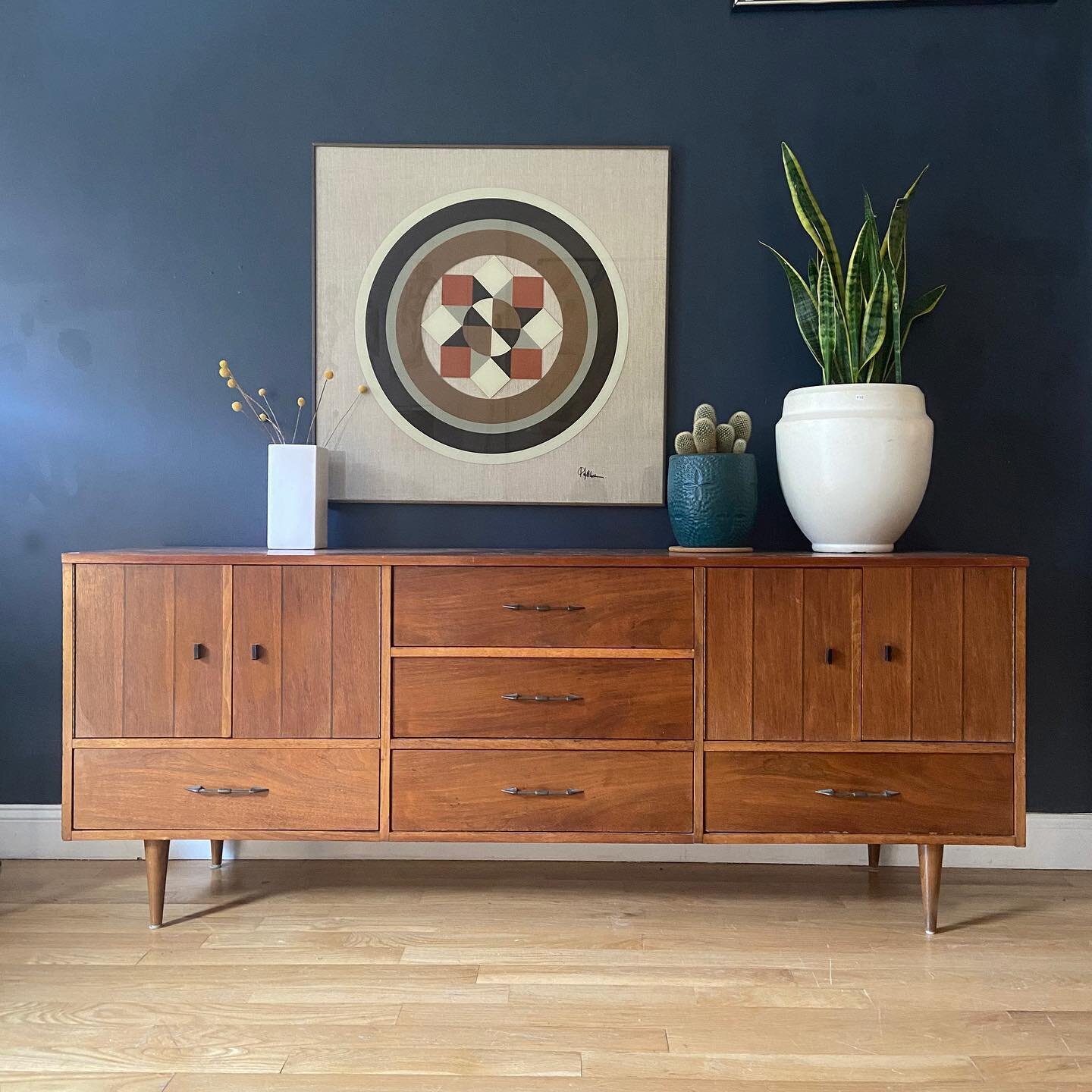 A clean and classic credenza available in the shop now. SOLD

Snake plant $125
Large abstract framed artwork SOLD