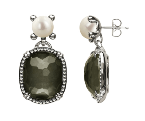 Honora Silver Pyrite Button Earrings