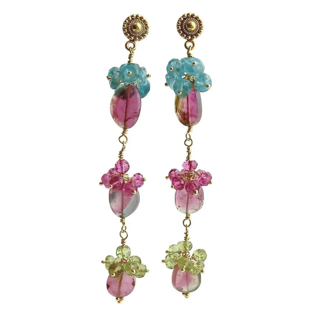 Karen Sugarman Designs Watermelon Tourmaline Slices Duster Earrings, $520