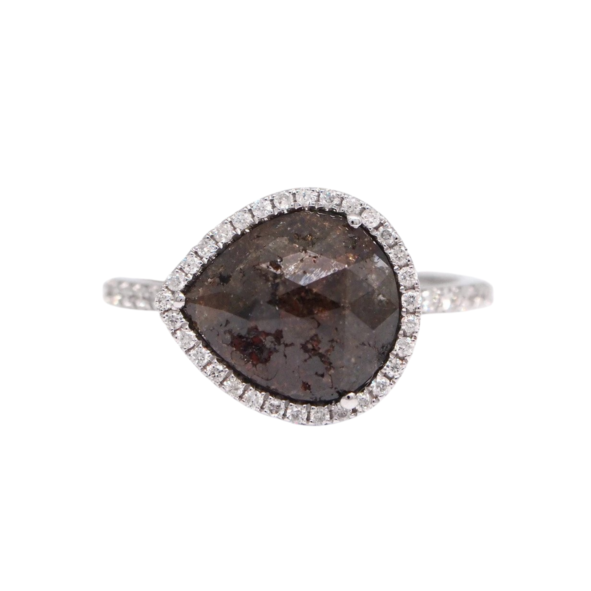 Judith Arnell Jewelers 14k white gold rough cut diamond ring, price on request at Judith Arnell Jewelers