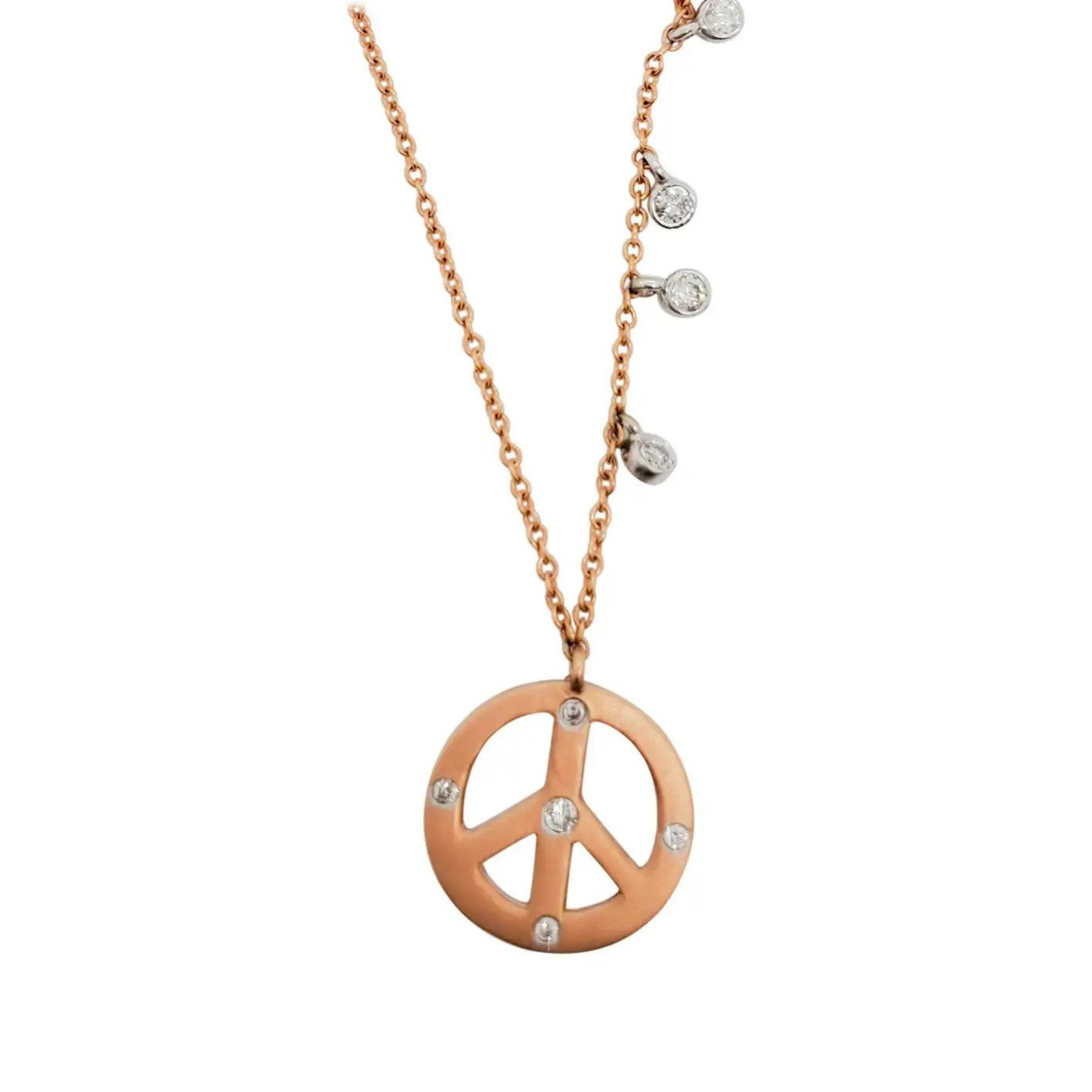 Estate Peace Sign Diamond Pendant Necklace in 14k Rose and White Gold, $1,050 (originally $1,400) 