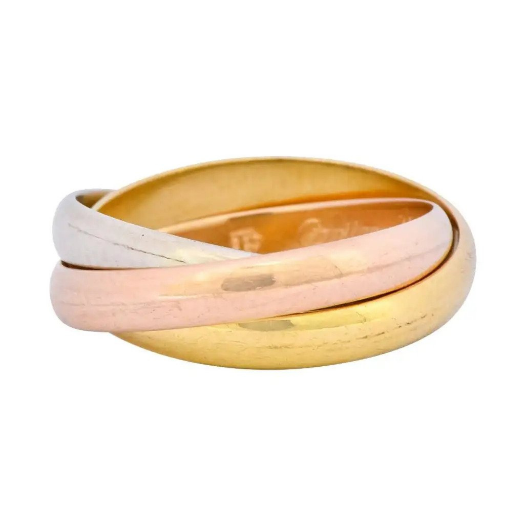 Cartier 18K Tri-Colored Gold Unisex Trinity Rolling Pink Ring, $1,275