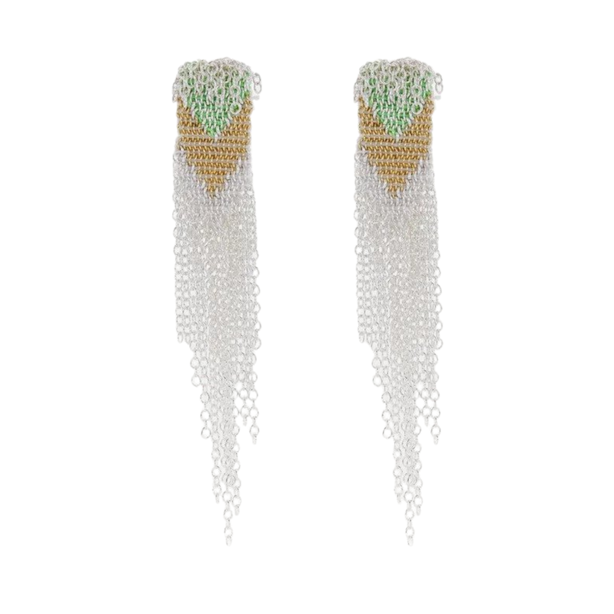 Stephanie Schneider Sterling Silver Wide Woven Chain Drop Earrings, $445