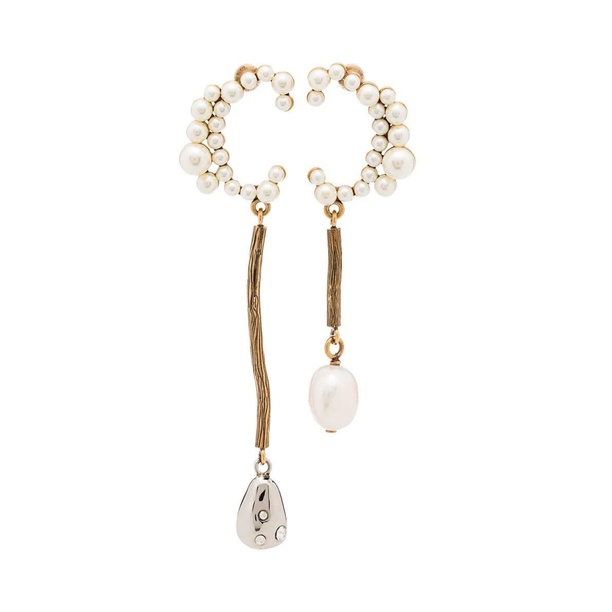 Chloe Pearl-Embellished Asymmetric Earrings, $620