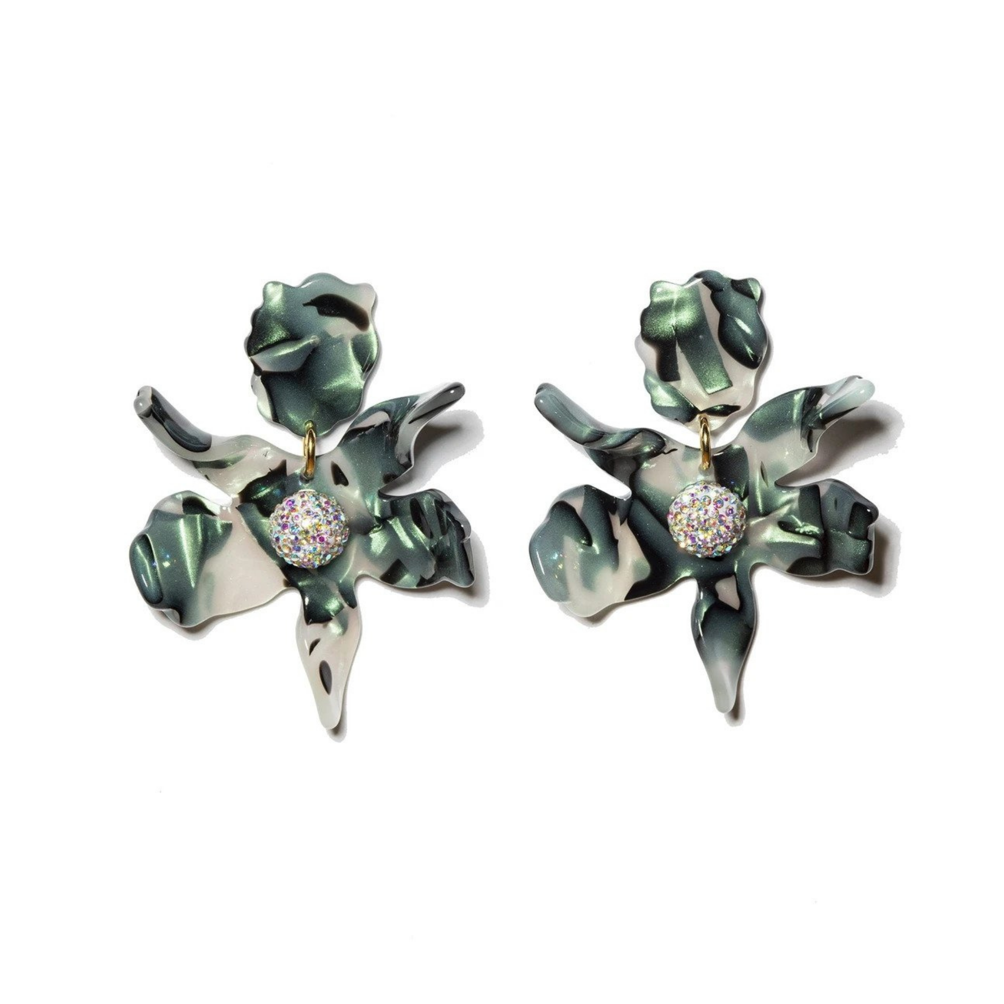 Lele Sandoughi Green Abalone Small Crystal Lily Earrings, $168