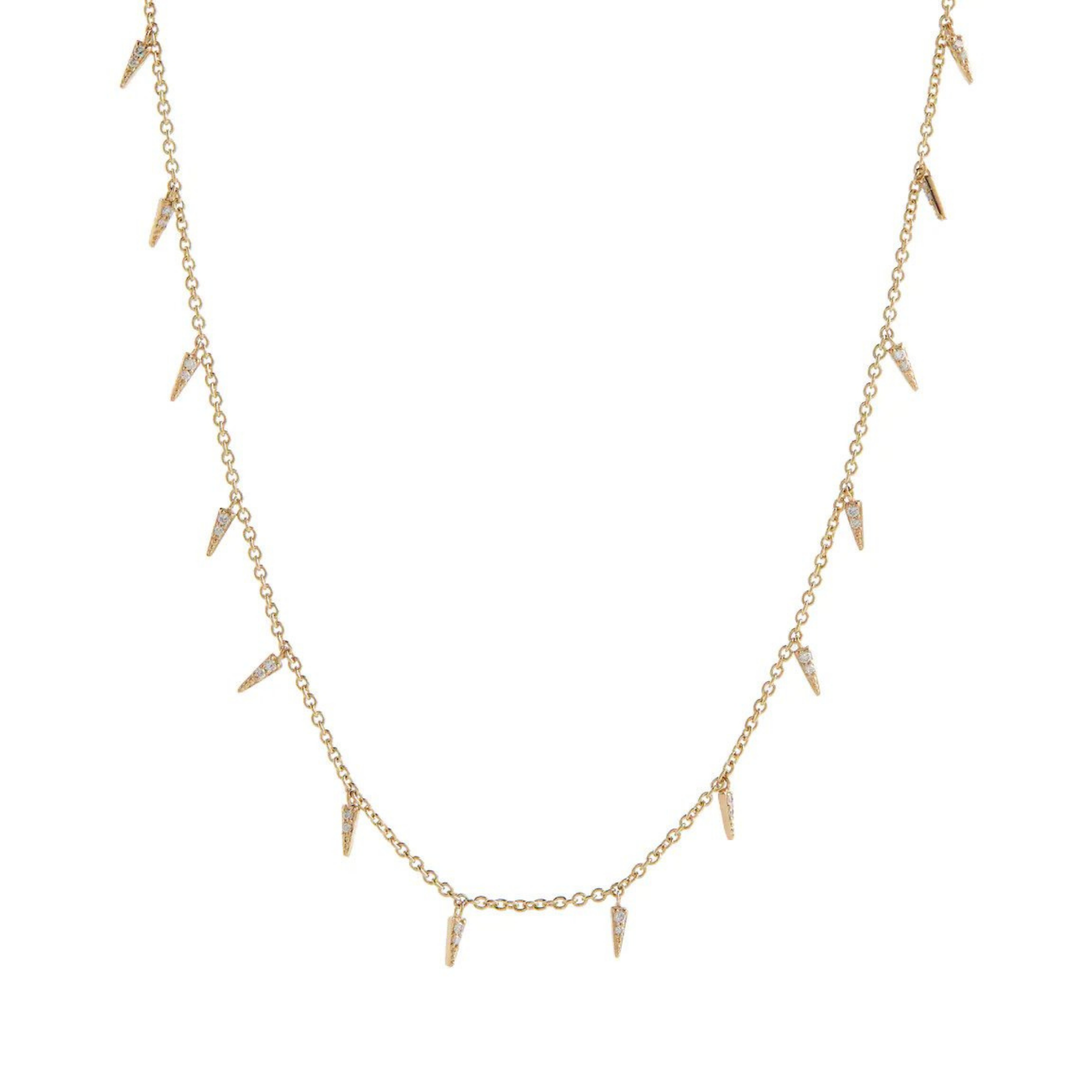 Sydney Evan Small Pavé Fringed 14K Gold Necklace with Diamonds, $1,378