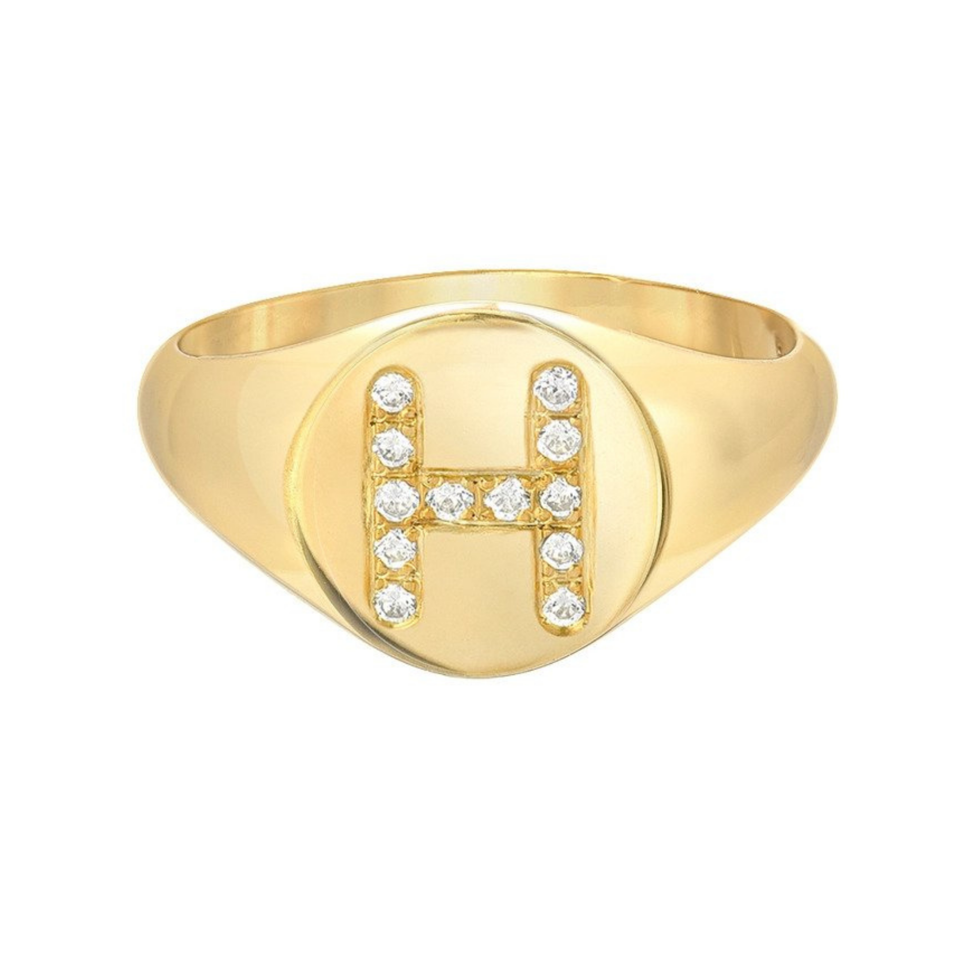 Zoe Lev Diamond Initial Small Signet Ring, $740