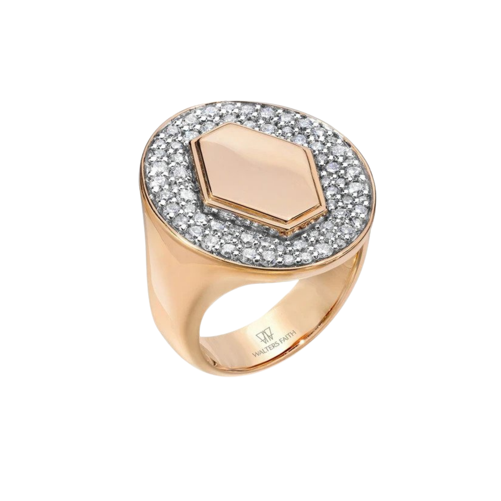 Walters Faith Quentin 18k Rose Gold Diamond Signet Ring, $6,550