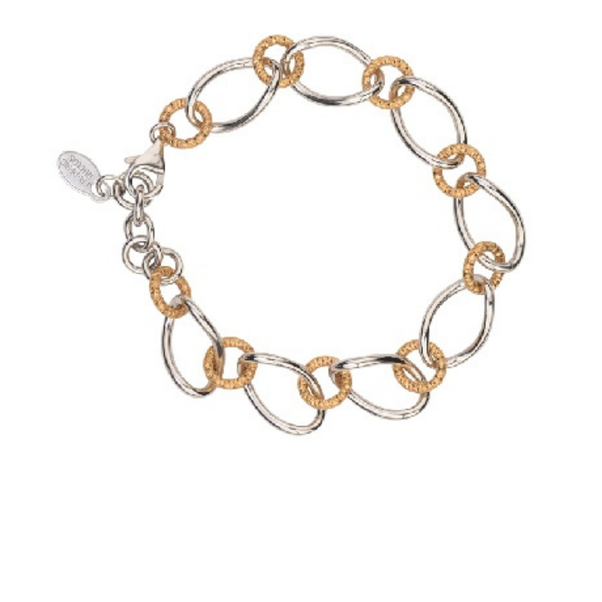Frederic Duclos Sterling silver and yellow gold-plated oval link bracelet, price upon request at A.T. Thomas Jewelers