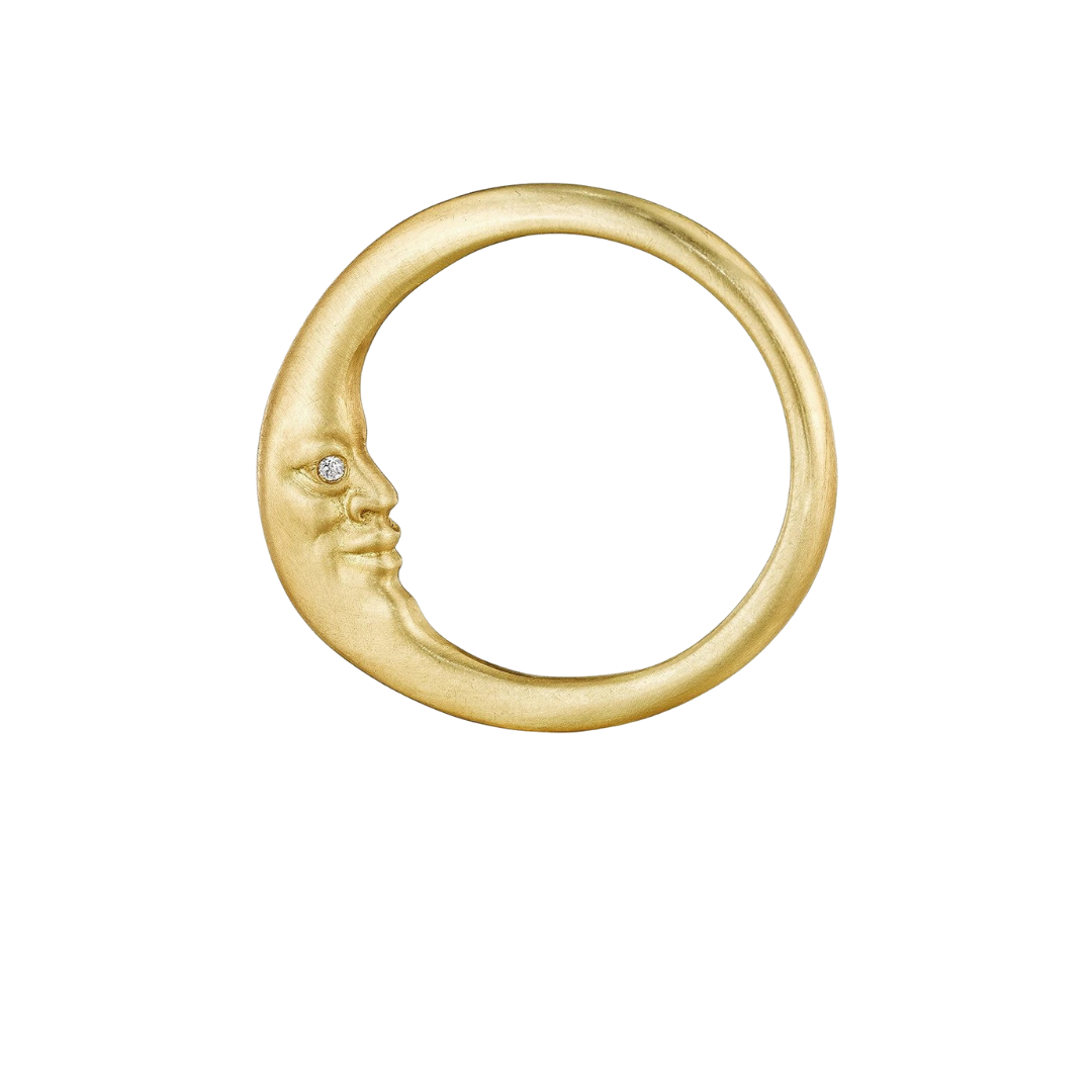 Anthony Lent Crescent Moonface Ring With White Diamond, $1,440