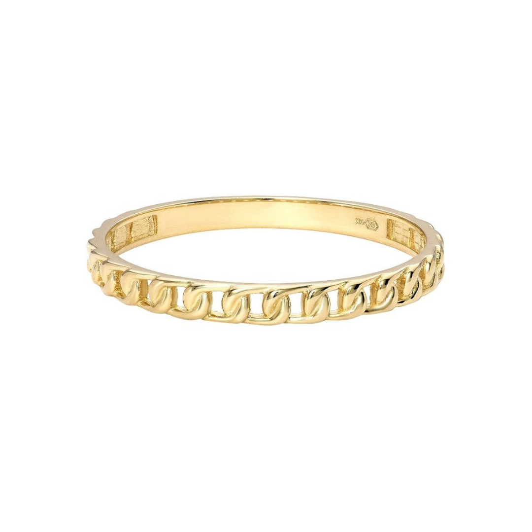 Zoe Lev 14k Gold Thin Solid Cuban Link Ring, $260
