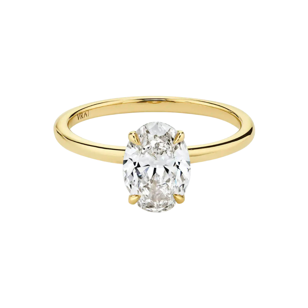 Vrai “The Signature” 18k yellow-gold and diamond engagement ring, $1,160