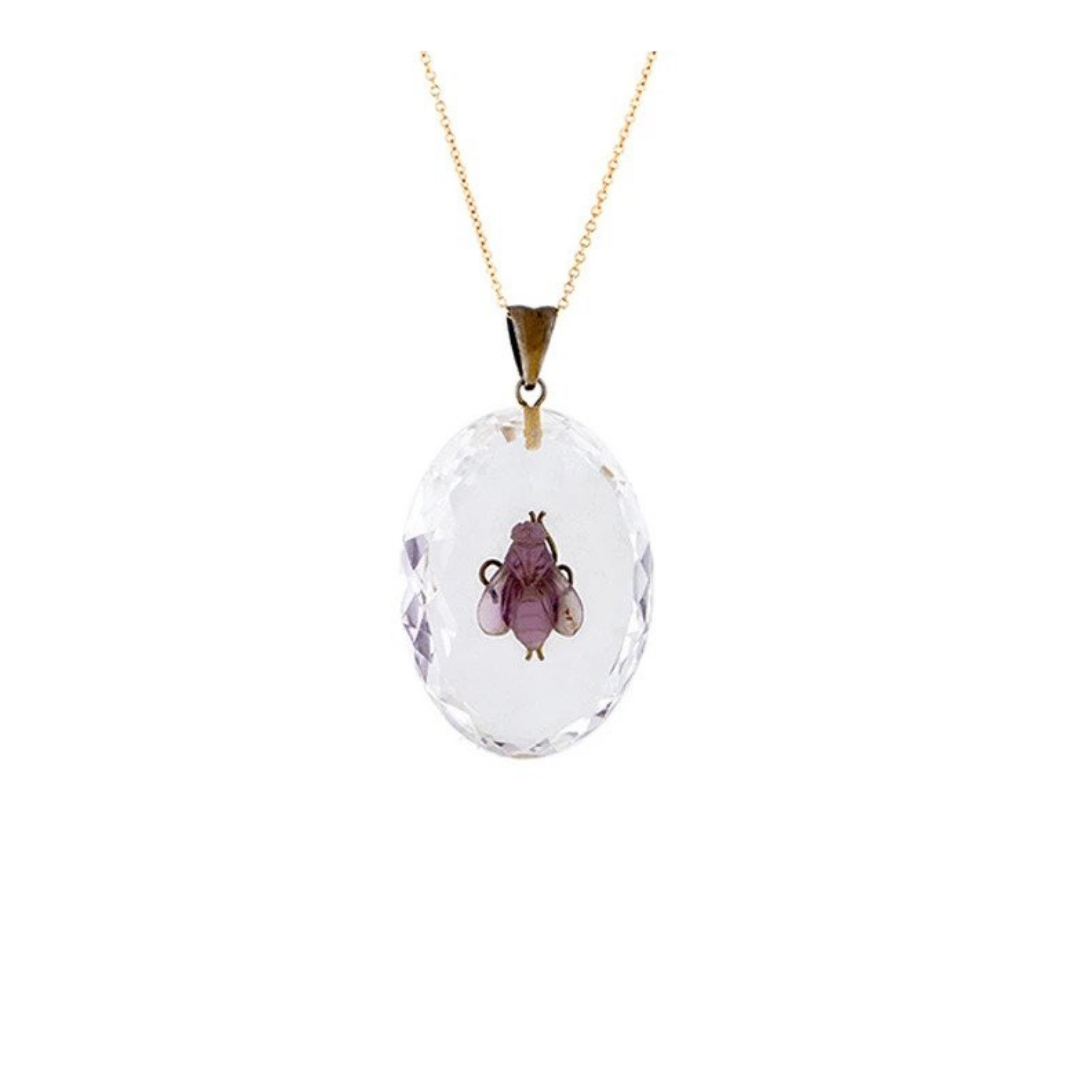 Victorian Crystal Pendant with Purple Fly, $1,200