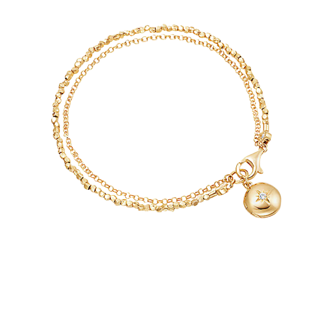 Astley Clarke Biography 18ct yellow gold-plated vermeil sterling silver and white sapphire locket bracelet, $183