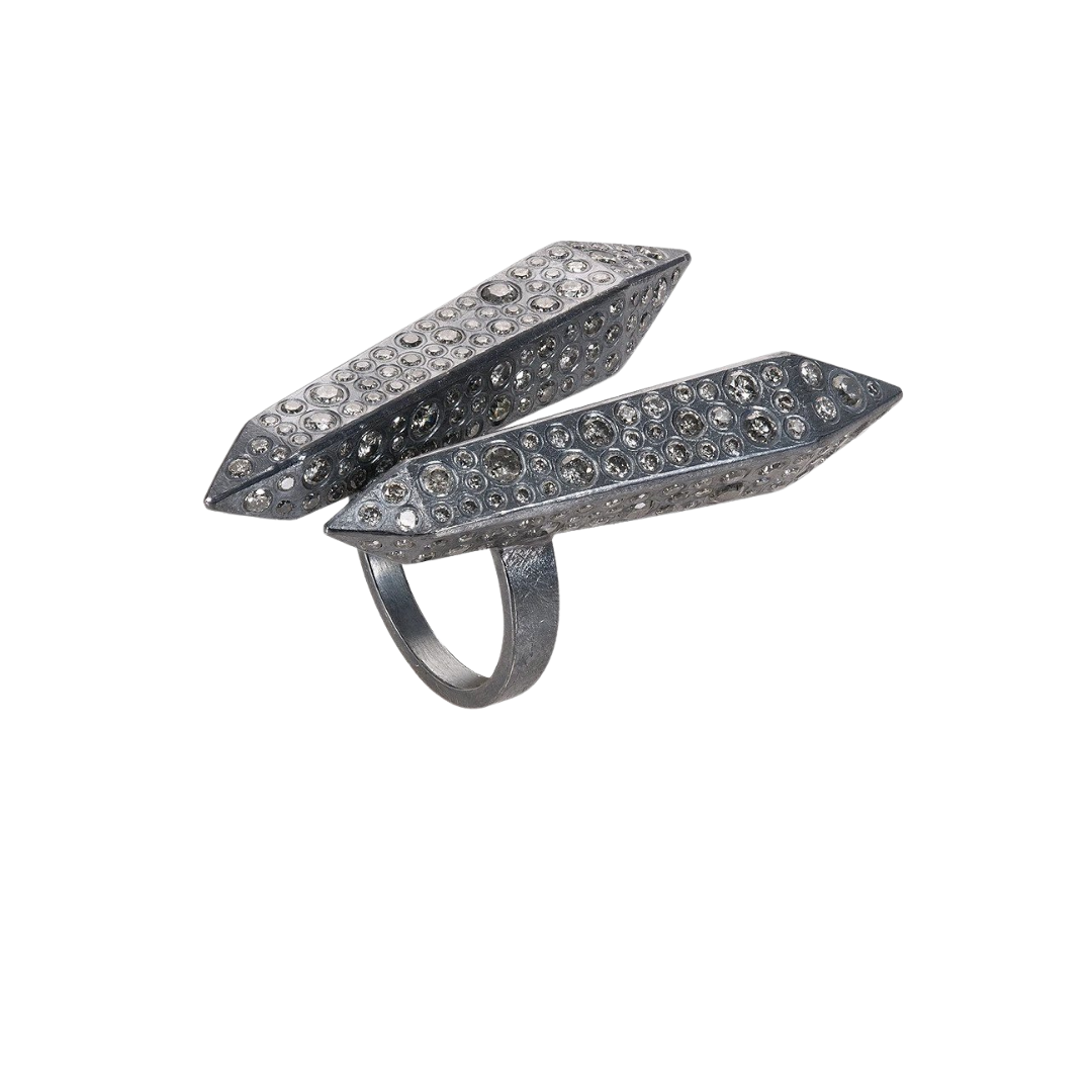 Todd Reed Ring with Silver Brilliant Cut Diamonds in Sterling Silver, price upon request