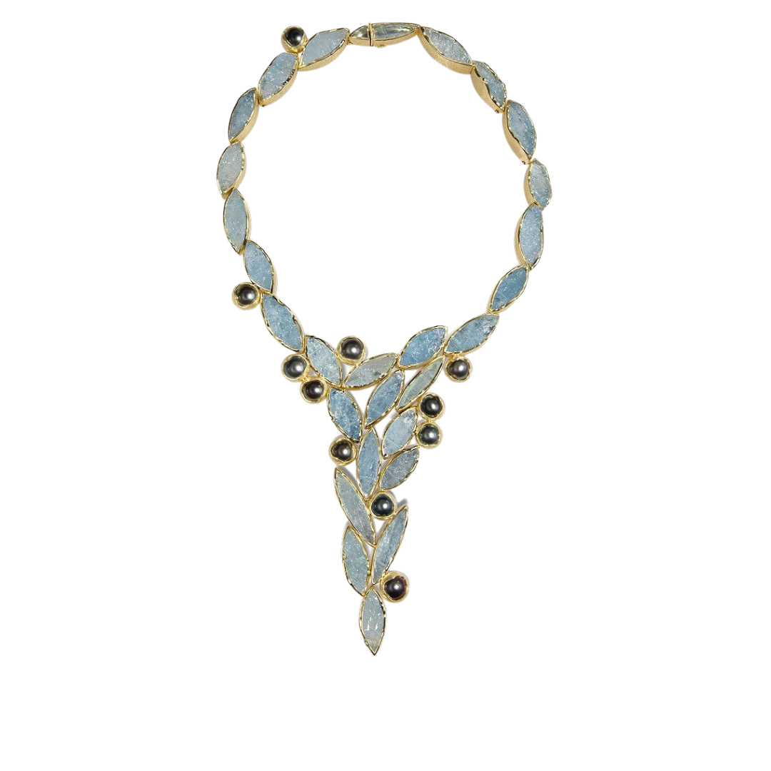 Todd Reed Necklace with Aquamarine and Tahitian Pearls, price upon request