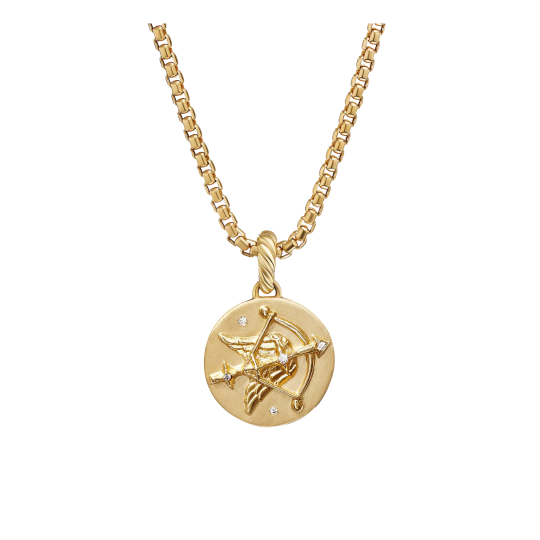 David Yurman Sagittarius amulet in 18k yellow gold with diamonds, $1,850 at David Yurman