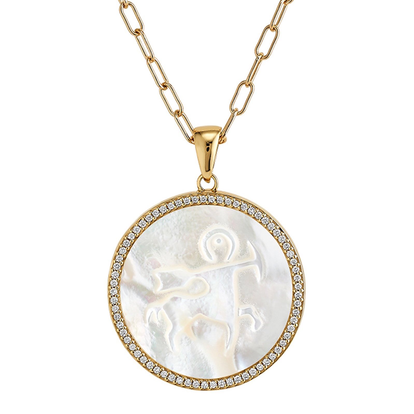Ashley McCormick Sagittarius 18k Yellow Gold Mother of Pearl Diamond Necklace, $3,545 at Moda Operandi