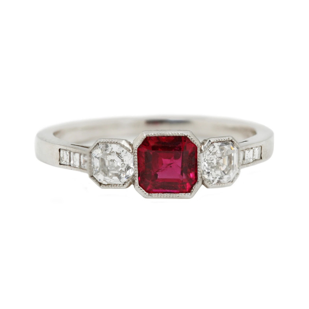Esqueleto Vintage Art Deco Ruby and Diamond Ring, $7,400