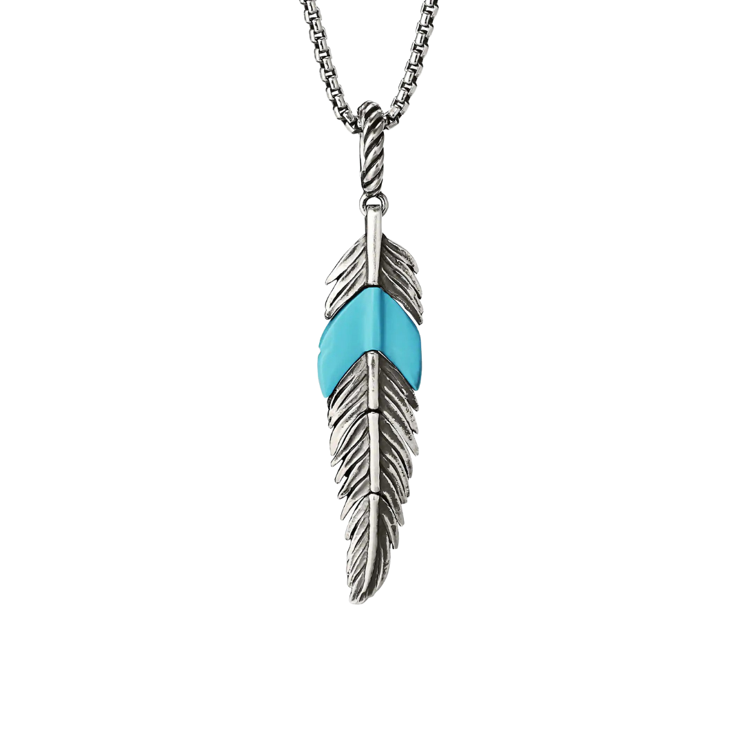 Feather Amulet with Reconstituted Turquoise, $295