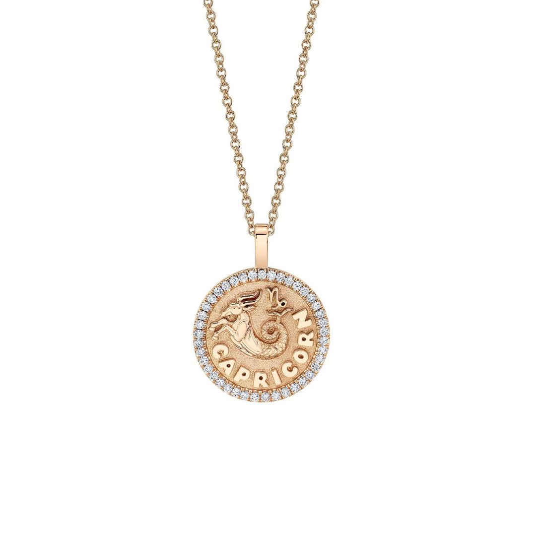 Anita Ko Capricorn Zodiac coin pendant with diamond frame, $8,200 at Anita Ko