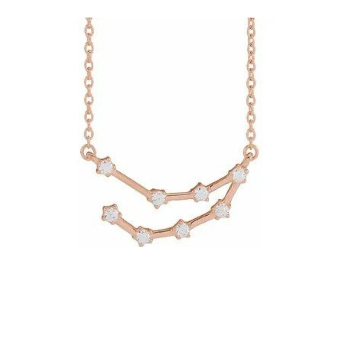 Forge Jewelry Works Capricorn necklace in 14k rose gold with diamonds, $761.56 at Forge Jewelry Works