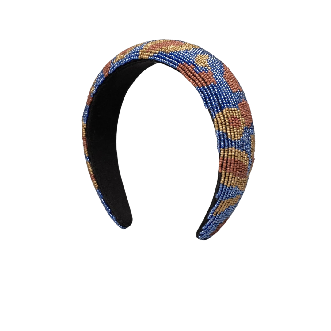 Alexis Bittar “Valor” beaded blue leopard headband, $63 (originally $125) at Alexis Bittar