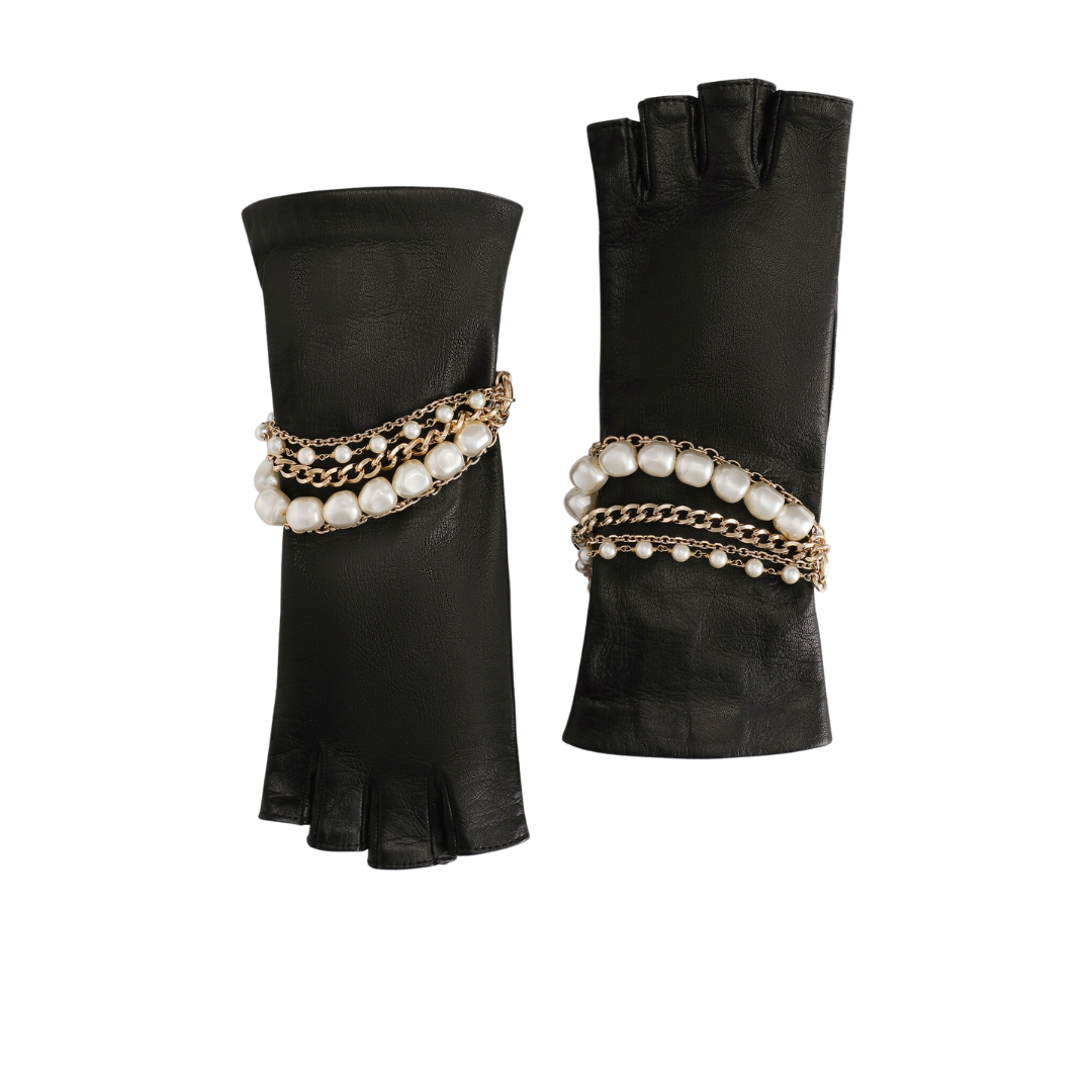 Dolce &amp; Gabbana Nappa leather gloves with bejeweled bracelet embellishment, $1,245 at Dolce &amp; Gabbana