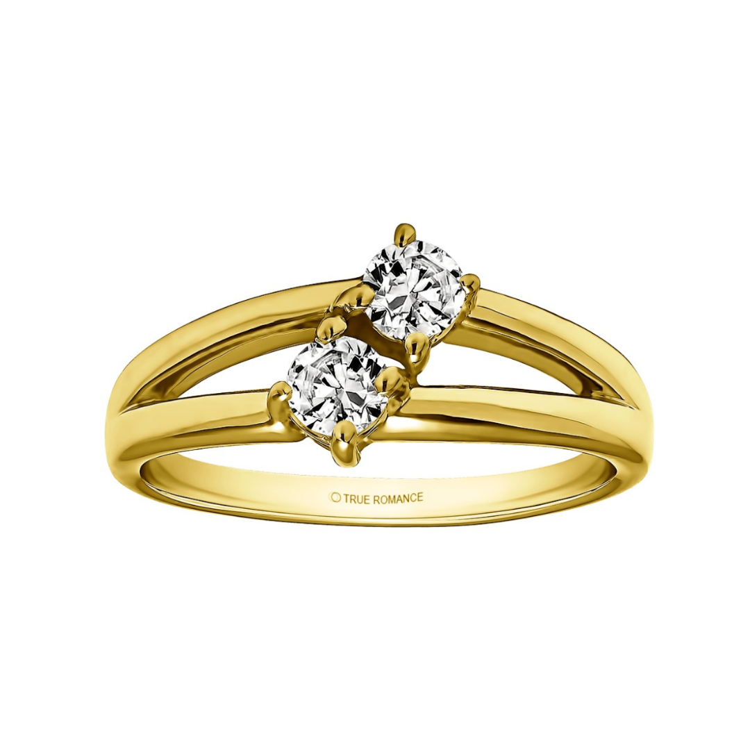 Alter’s Gem Jewelry two-stone ring in 14k yellow gold with diamonds, $2,130 at Alter’s Gem Jewelry