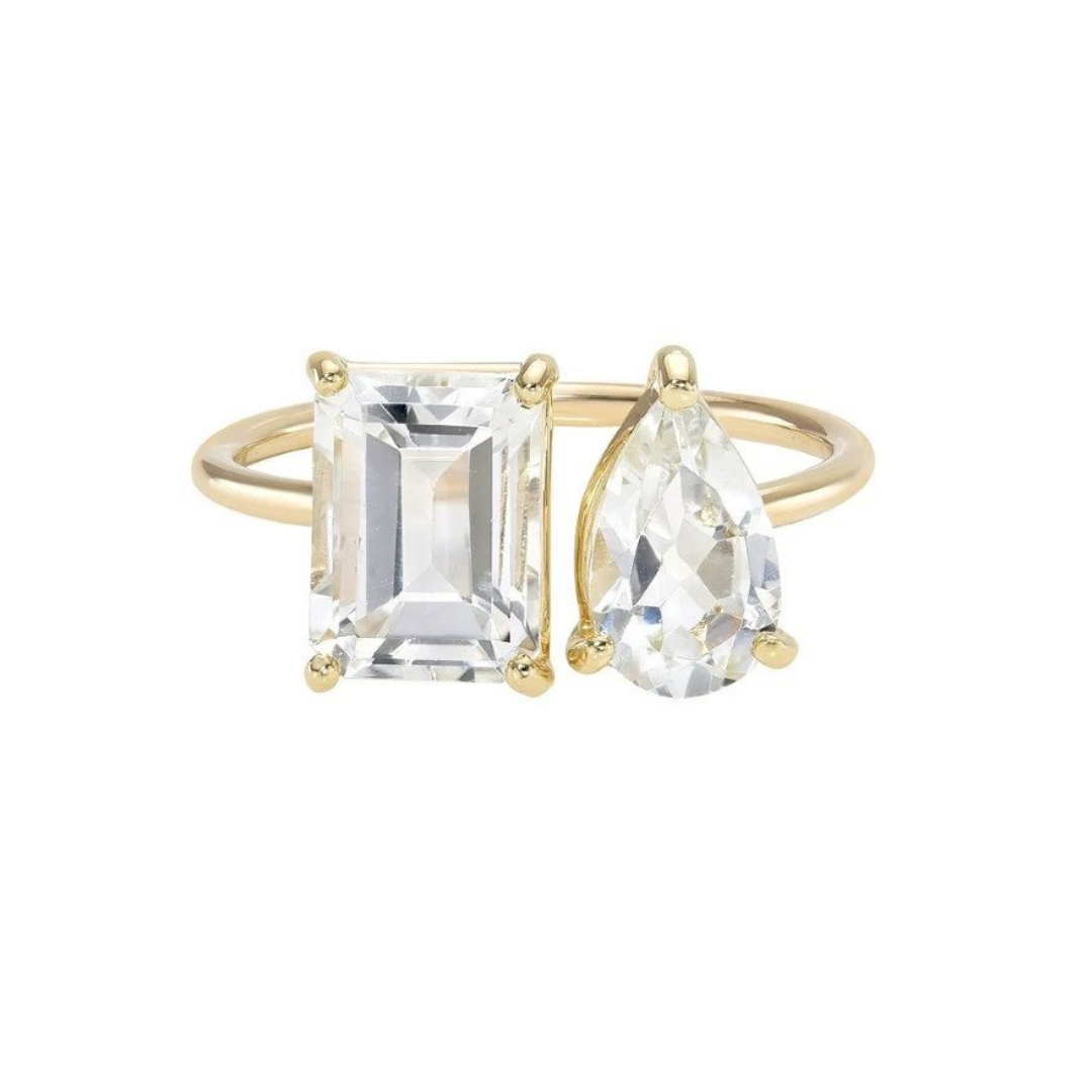 Zoe Lev Toi et Moi ring in 14k yellow gold with white topaz, $790 at Zoe Lev