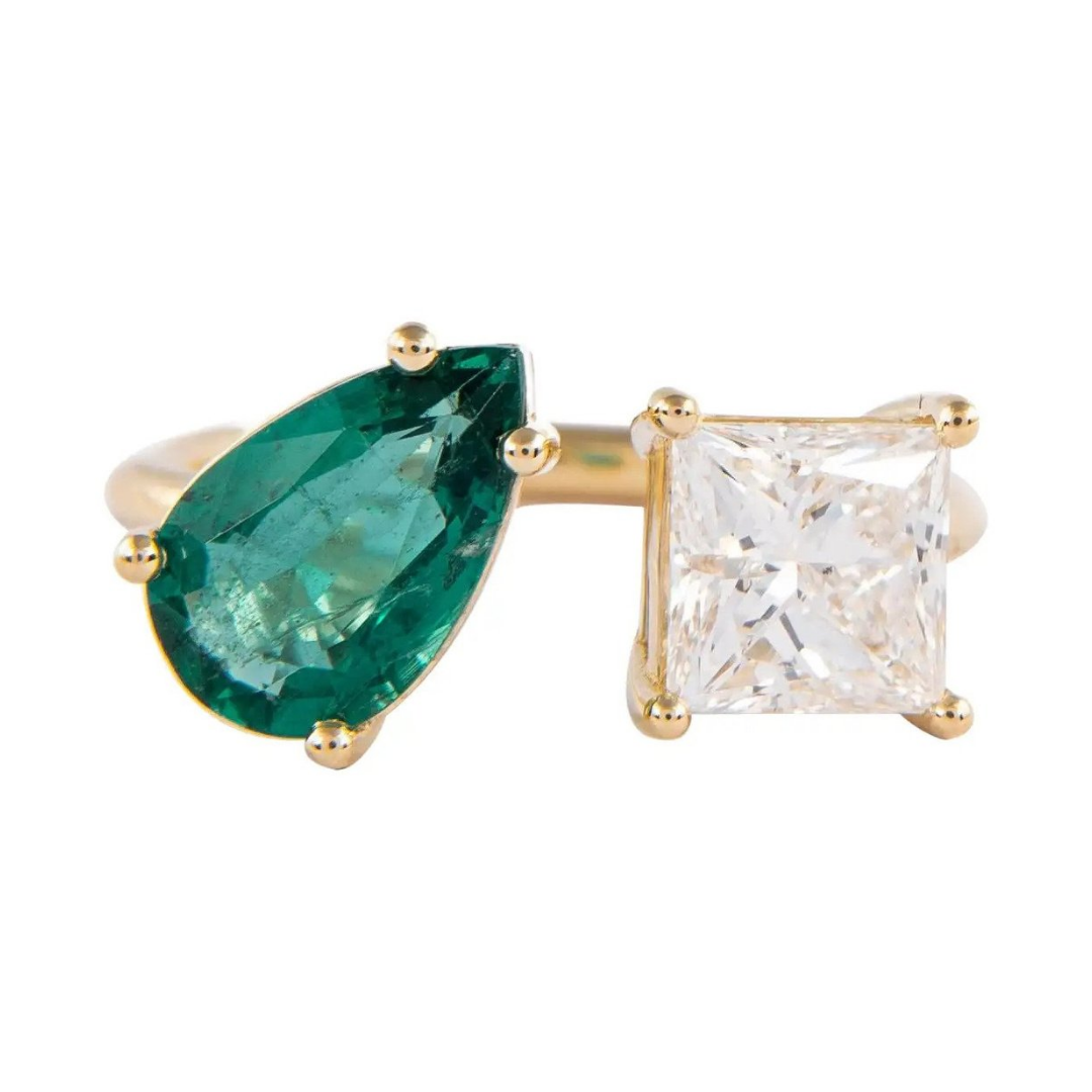 Alexander Beverly Hills Toi et Moi ring in 18k gold with emerald and diamonds, $12,500 (origiginally $16,774) at 1st Dibs