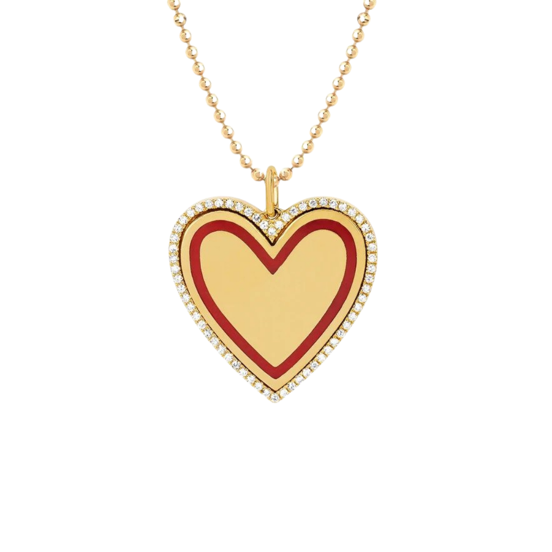 EF Collection Diamond &amp; Red Enamel Heart Necklace, $1,795