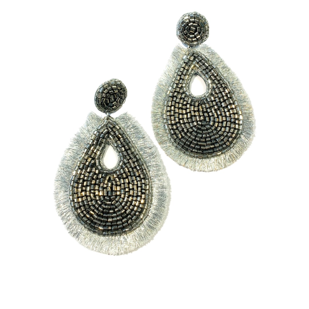 Zia Couture beaded teardrop earrings, $69 at Zia Couture