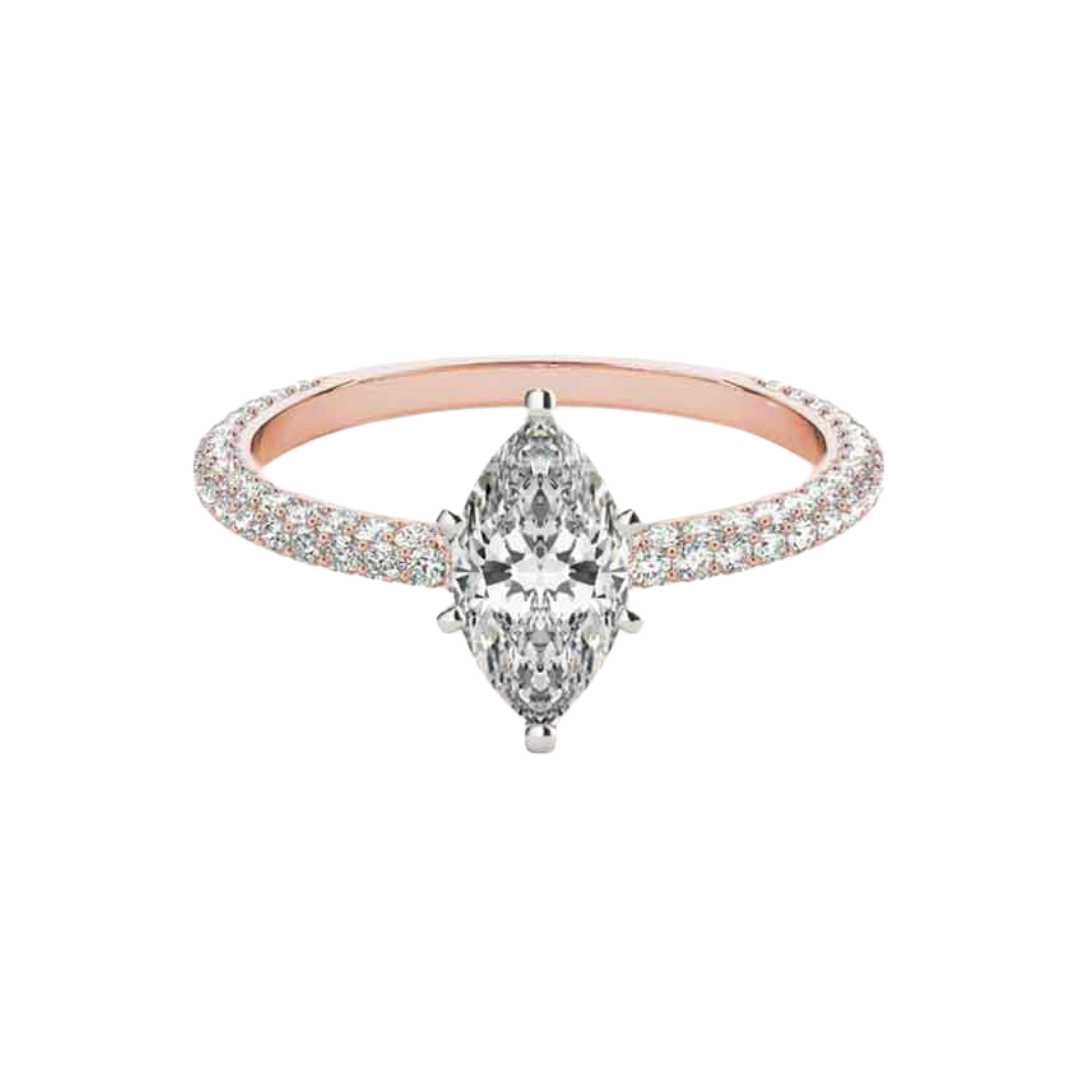 Lisa Robin Ari Three Row Pavé Diamond Engagement Ring in 14k Rose Gold, starting at $2,250