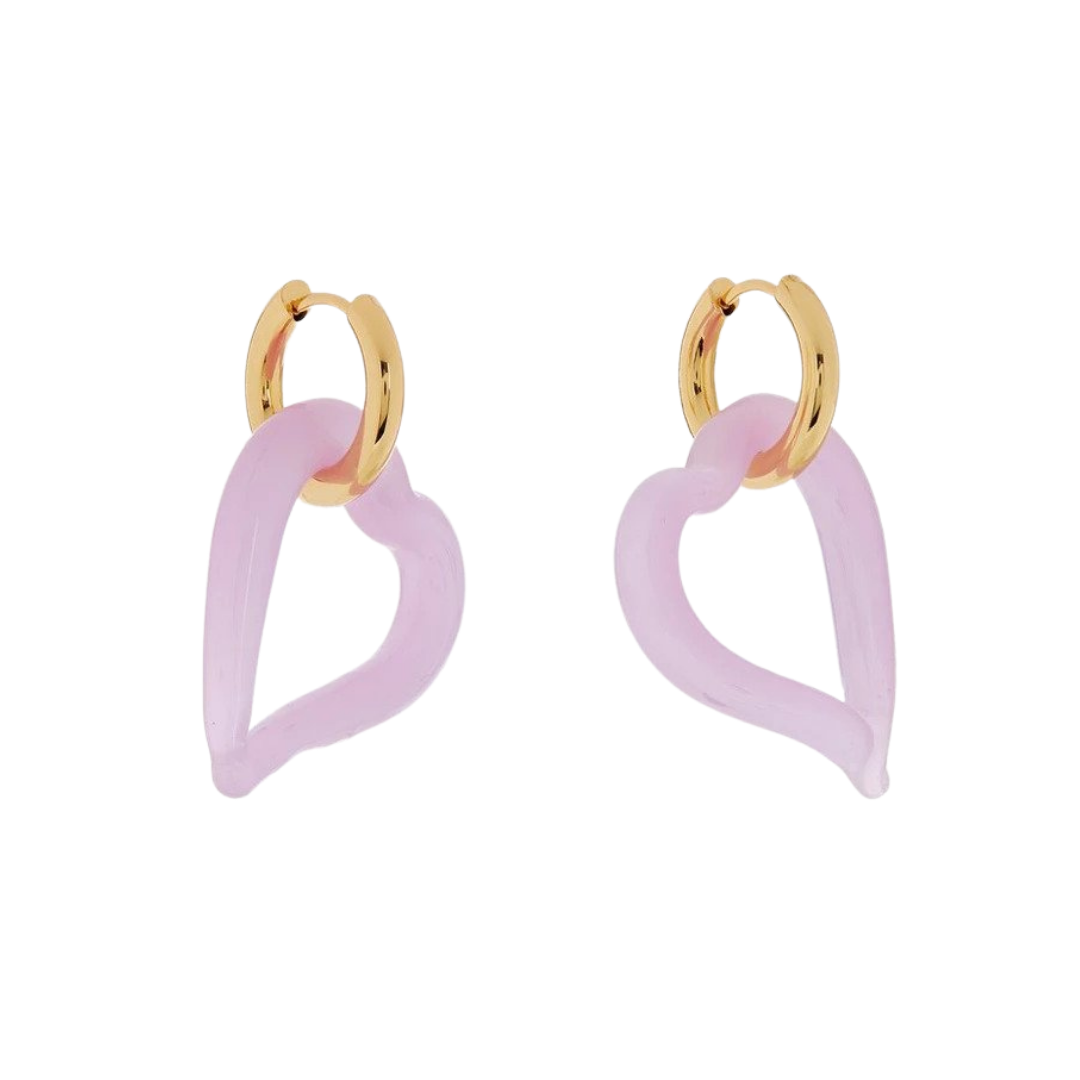 Sandraalexandra Gold-Plated Heart of Glass Hoop Earrings, $115