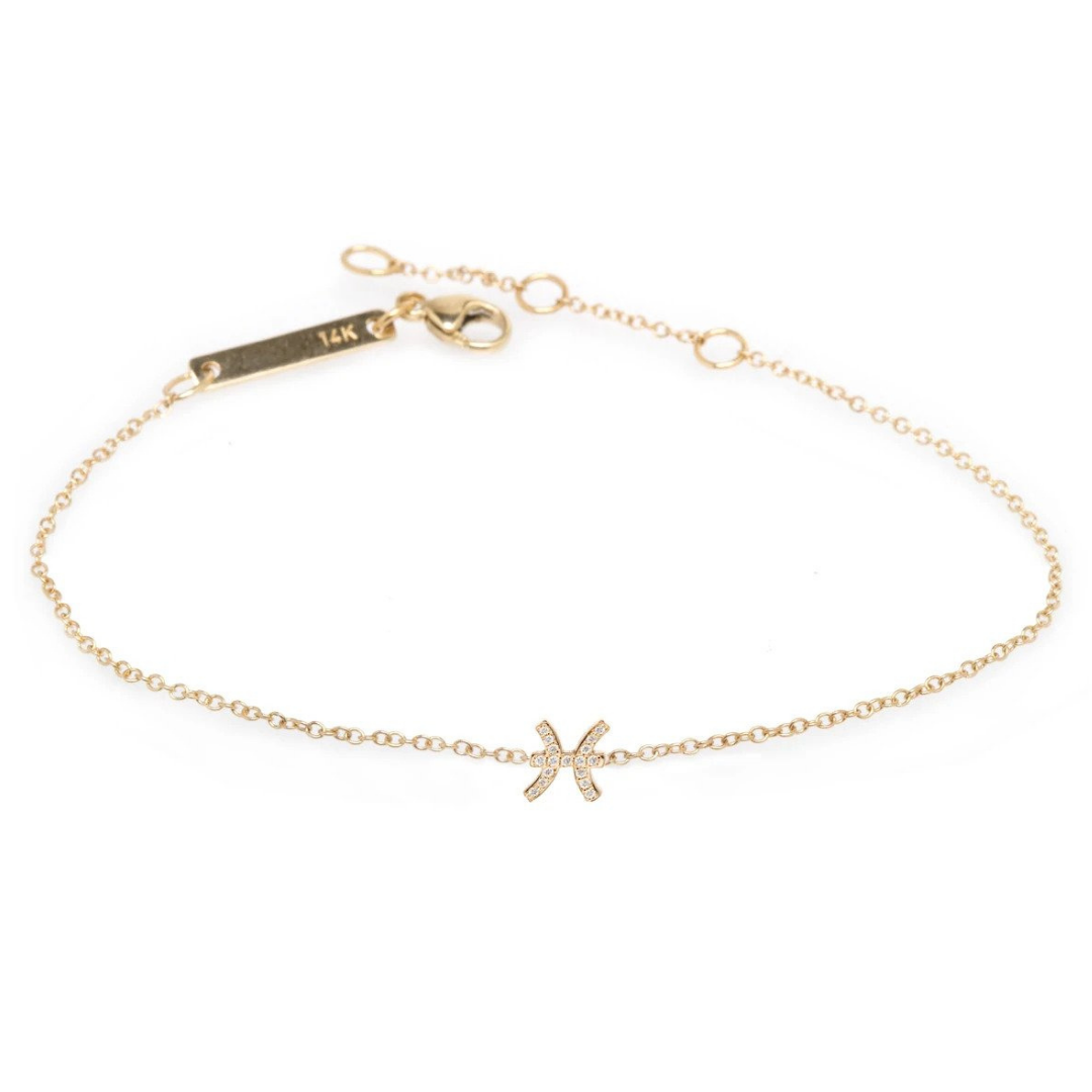Zoë Chicco “Midi Bitty” zodiac bracelet in 14k gold and diamonds, $660 at Zoë Chicco