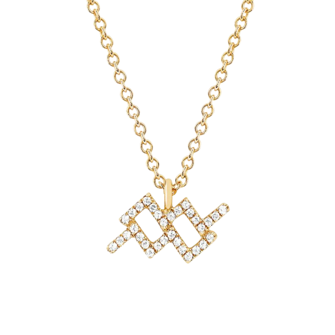 EF Collection “Diamond Aquarius” necklace in 14k rose gold, $575 at EF Collection