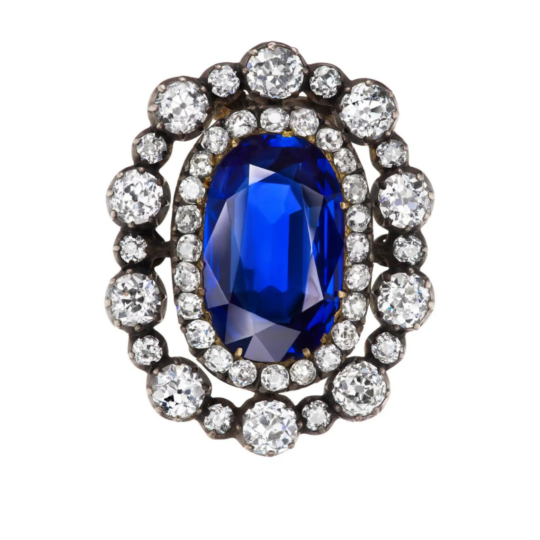 Antique Burma Sapphire and Diamond Victorian Brooch, $240,000 at 1st Dibs