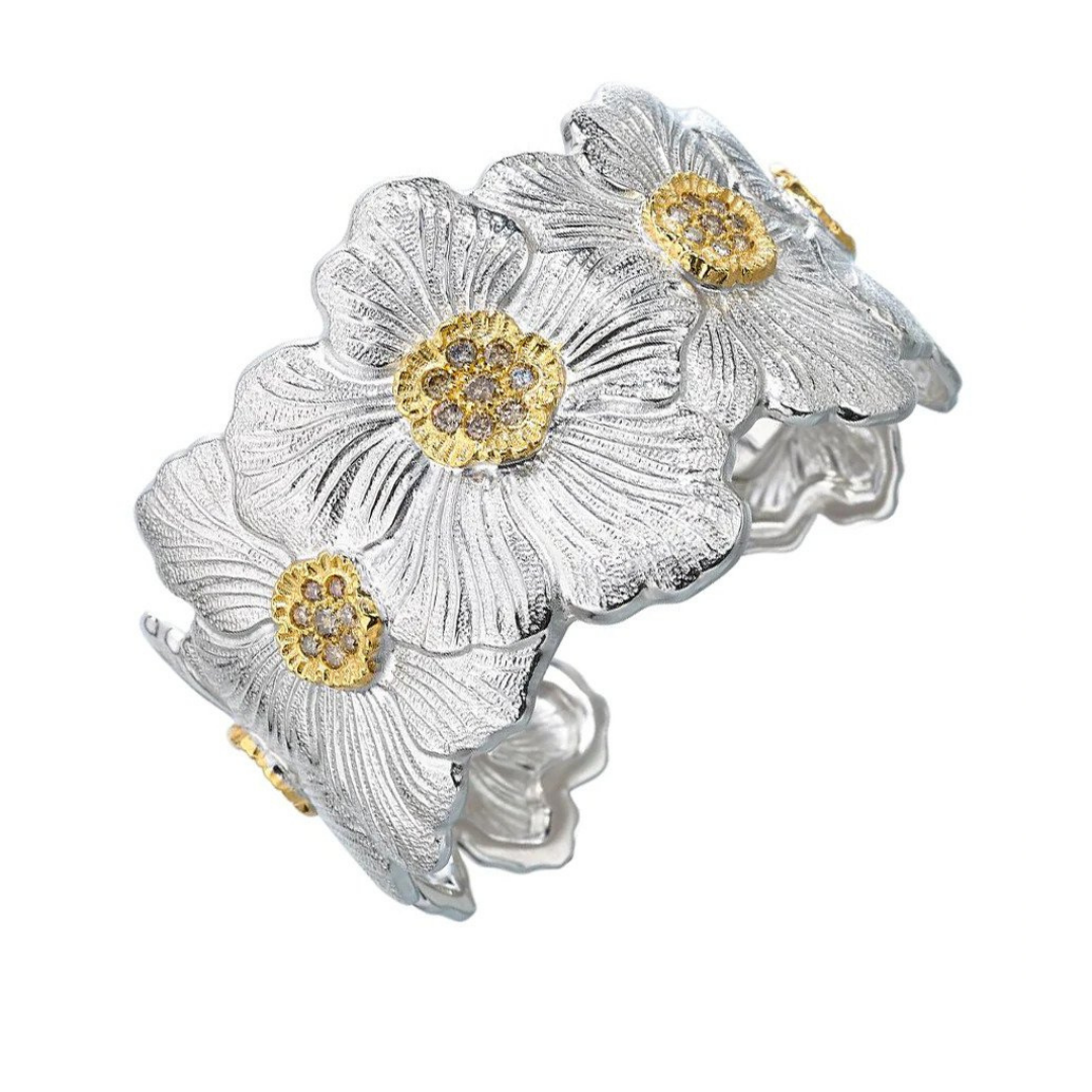 Buccellati Silver Diamond Daisy Cuff, $2,700 at Greenleaf &amp; Crosby by Win and Natalie Betteridge