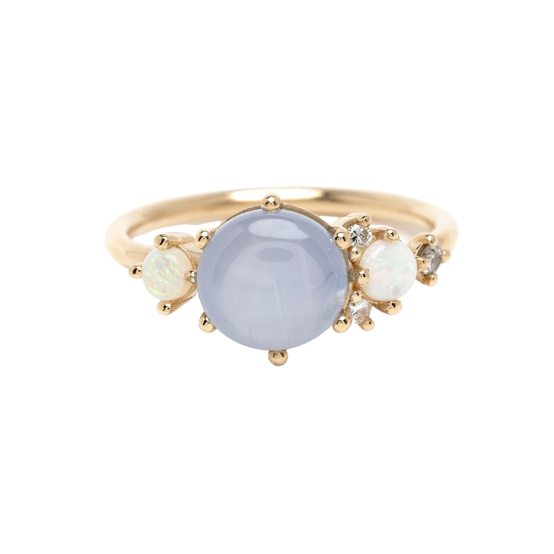 Sofia Kaman “Family” ring with star sapphire, opal, and diamonds, $3,100 at Sofia Kaman