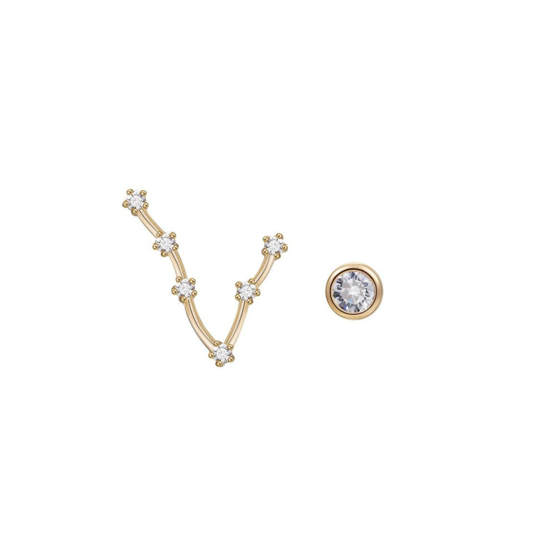 Kathryn New York Pisces constellation earrings in 24k rose gold vermeil with white topaz, $250 at Kathryn New York 