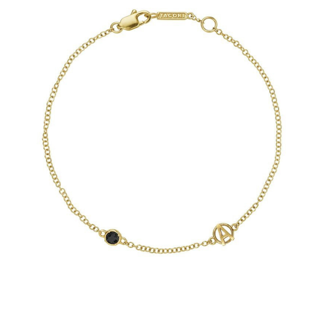 Tacori “The Gemstone &amp; Monogram” bracelet  in 10k gold with black onyx, $150 at Kassab Jewelers