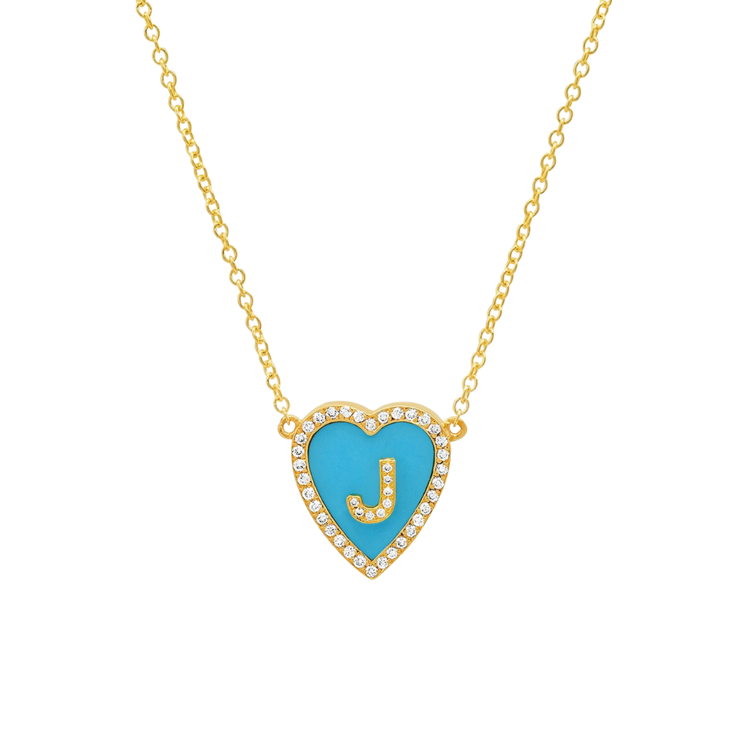 Jennifer Meyer “Mini Heart” necklace in 18k gold with diamonds and turquoise, $3,750 at Bergdorf Goodman