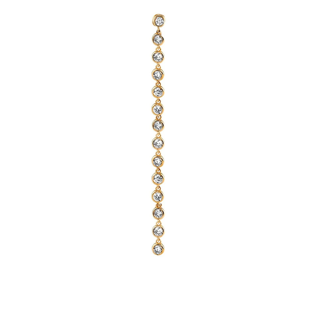 The Last Line bezel drop earrings in 14k yellow gold with diamonds, $645 for single earring at The Last Line